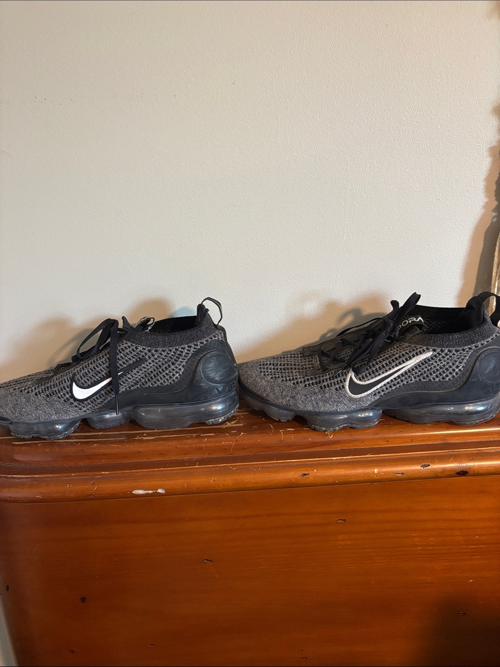 Nike Gray and Black VaporMax Flyknit Sneakers